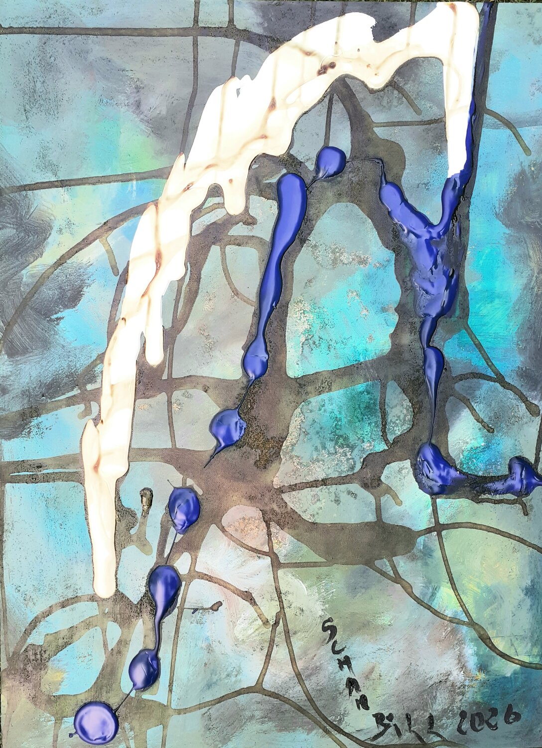 Rivière bleue Sylvie Schambill Original painting for sale