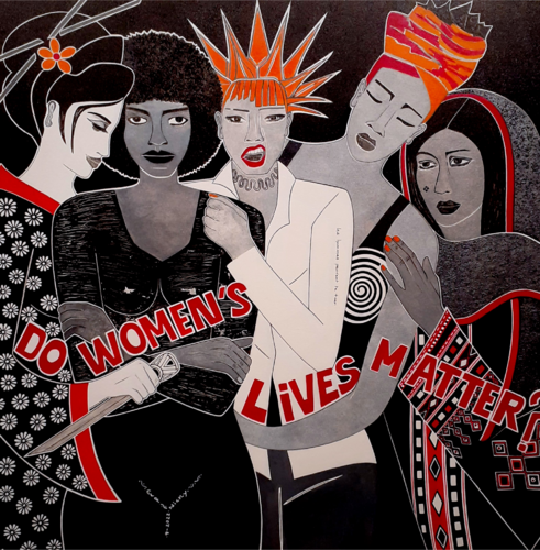 Groupe de femmes au bord du monde by Eva Nicky, Painting for Sale on Select