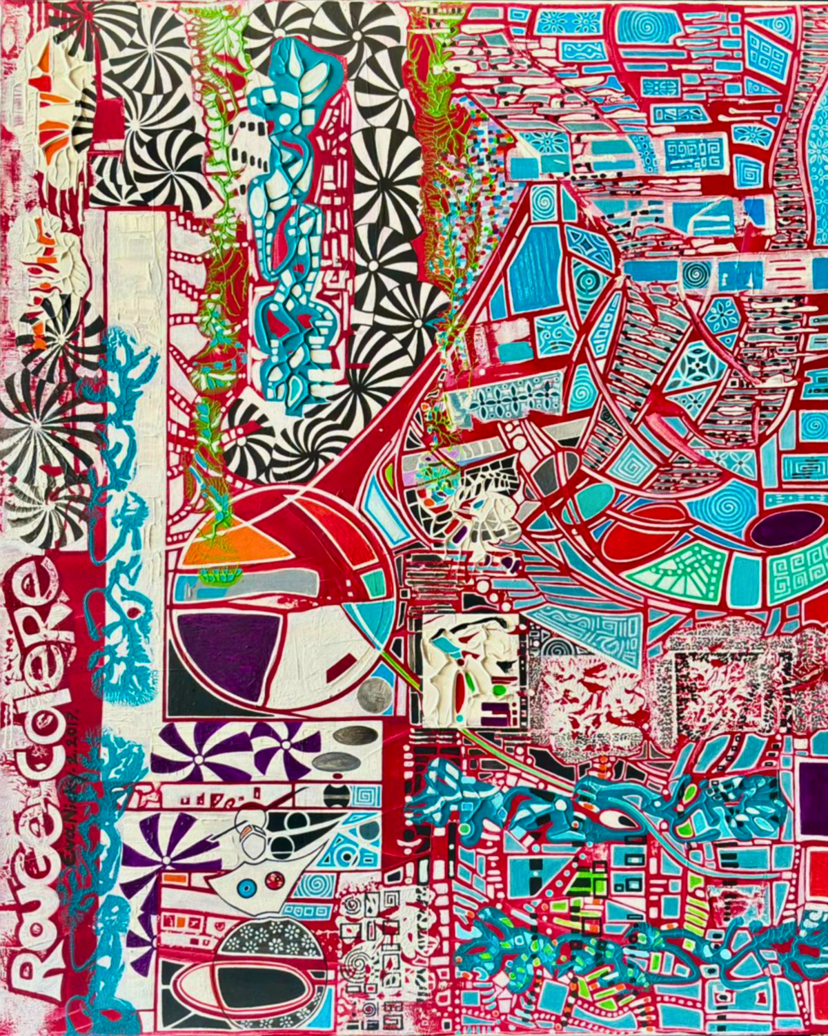 Rouge colère Eva Nicky Original painting for sale