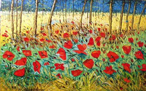 Campo di papaveri by Pietro Dell'Aversana, Painting for Sale on Select