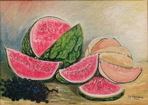 Natura Morta, Anguria e Melone by Pietro Dell'Aversana, Painting for Sale on Select