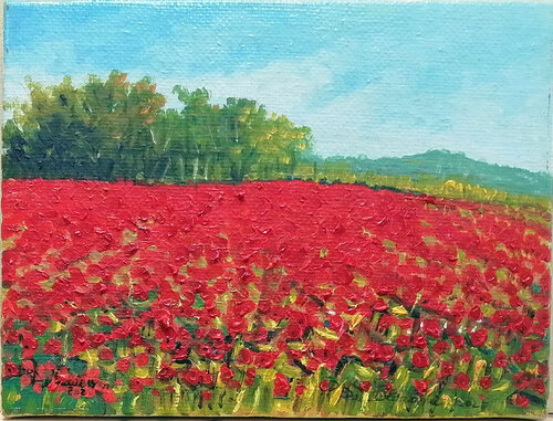 "Paesaggio con papaveri" by Pietro Dell'Aversana, Painting for Sale on Select
