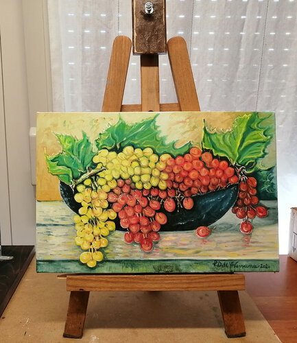 "Natura morta con grappoli d'uva" by Pietro Dell'Aversana, Painting for Sale on Select