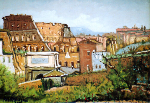 "Colosseo veduta di Roma" by Pietro Dell'Aversana, Painting for Sale on Select