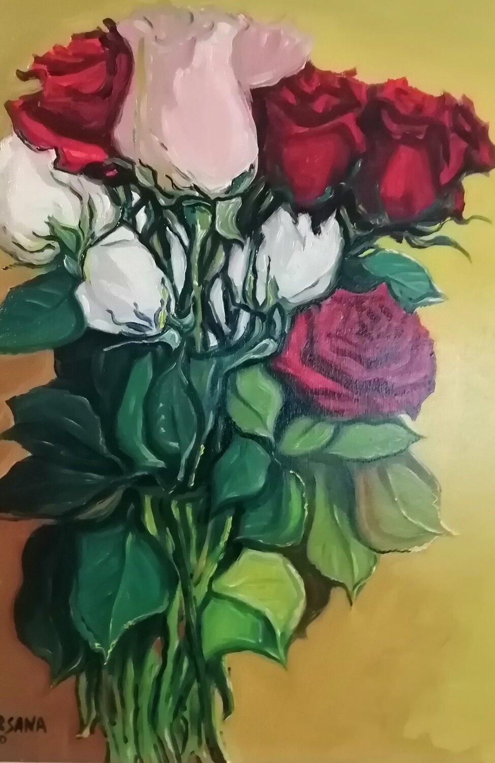 Rose miste Pietro Dell'Aversana Original painting for sale