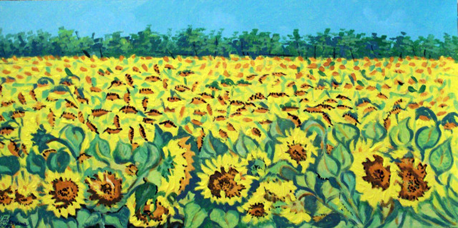 Campo di girasoli Pietro Dell'Aversana Original painting for sale