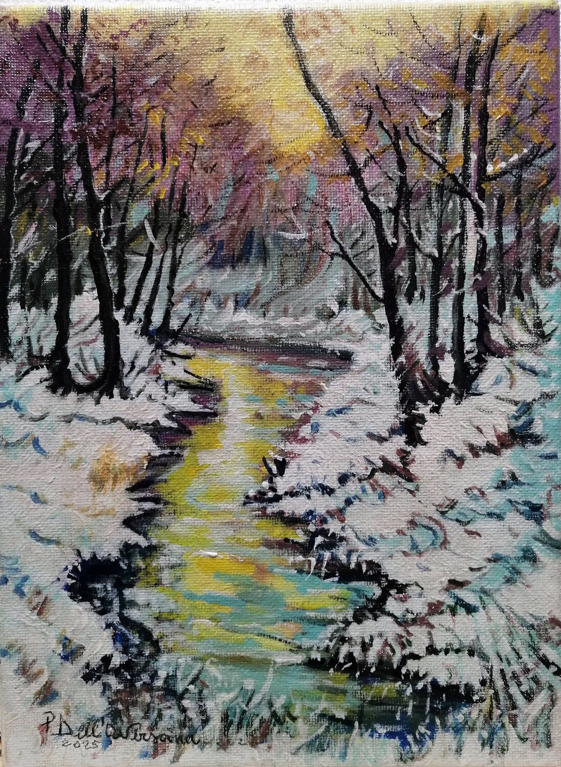 "Paesaggio invernale" Pietro Dell'Aversana Original painting for sale