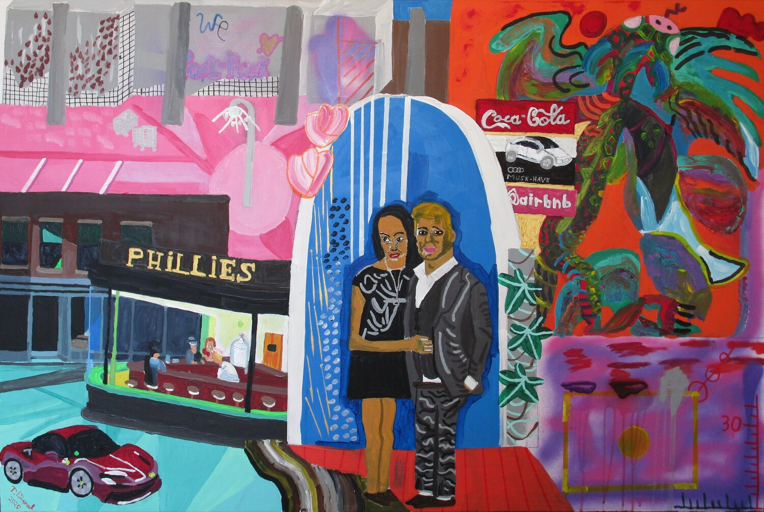Brad Pitt & Angelina Jolie Thomas Formule Original painting for sale