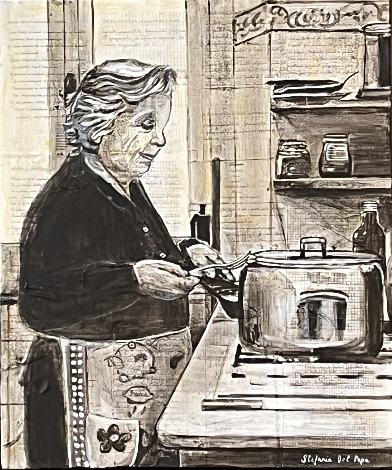 Grandma's Recipes Stefania Del Papa Original painting for sale