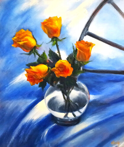 Frozen Roses. by Elena Gaevskaya, Painting for Sale on Select
