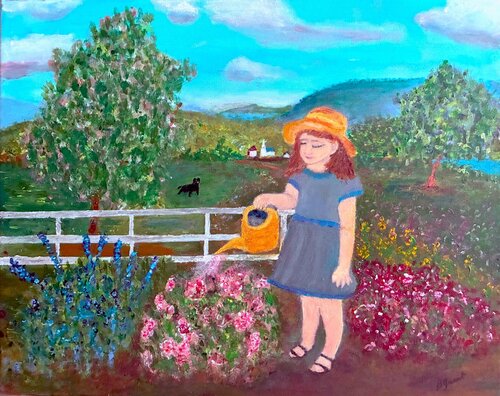 Girl in the Flower Garden by Bert Grant, Painting for Sale on Select