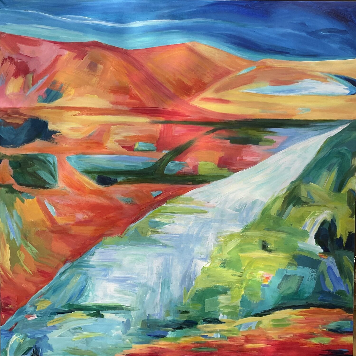 Sun Burnished Hills Christine Harrison Original painting for sale