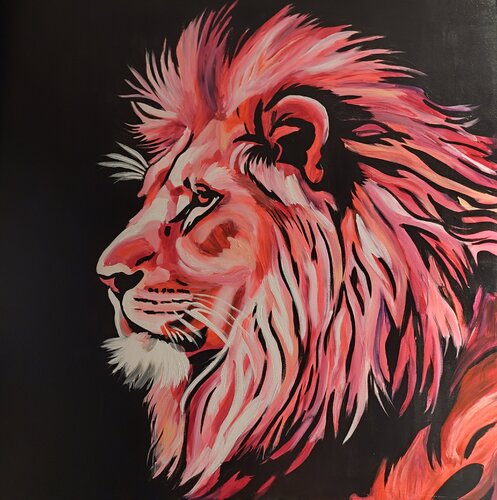 "Pink Leon" by Marcell Dergecz, Painting for Sale on Select