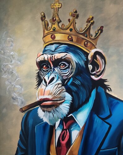 "The Smoking King" by Marcell Dergecz, Painting for Sale on Select