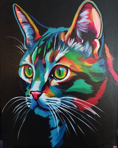"Cat" by Marcell Dergecz, Painting for Sale on Select
