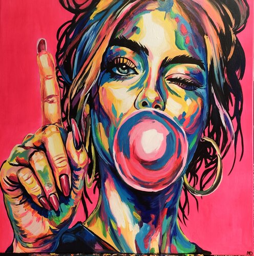 "Wink & Chaos" by Marcell Dergecz, Painting for Sale on Select