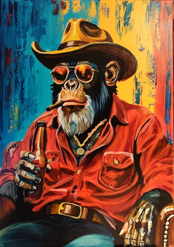 "Cowboy Blues" by Marcell Dergecz, Painting for Sale on Select
