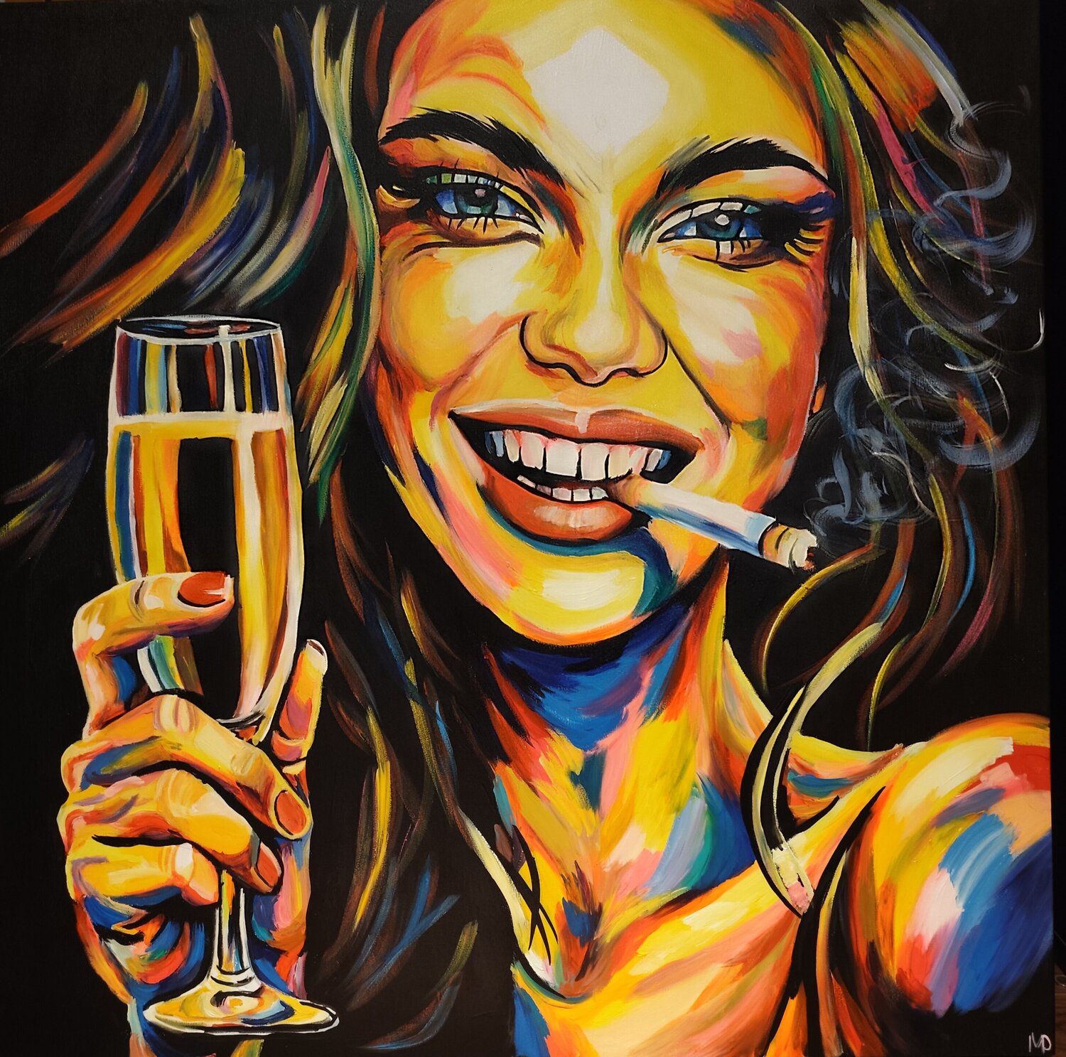 "Golden Nicht " Marcell Dergecz Original painting for sale