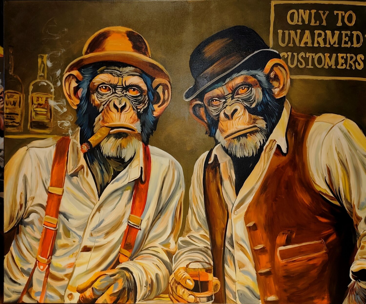 ,"The Right and the Left Hand of the Devils" Marcell Dergecz Original painting for sale