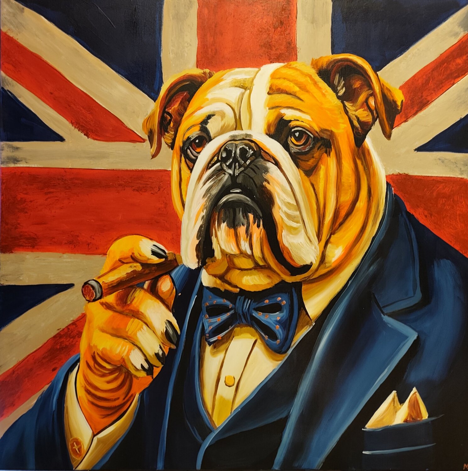 "Sir Winston" Marcell Dergecz Original painting for sale