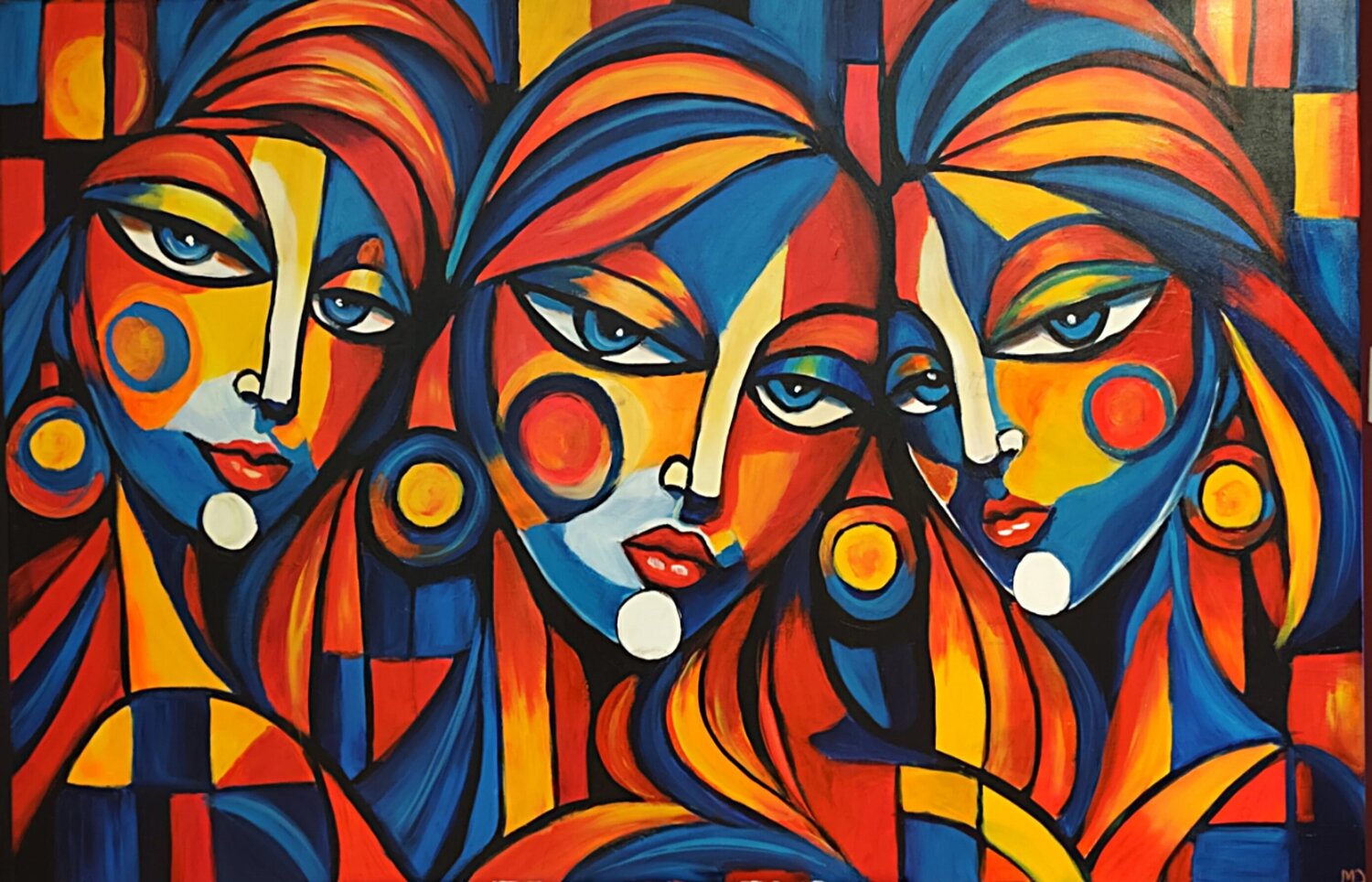 "Three Faces" Marcell Dergecz Original painting for sale