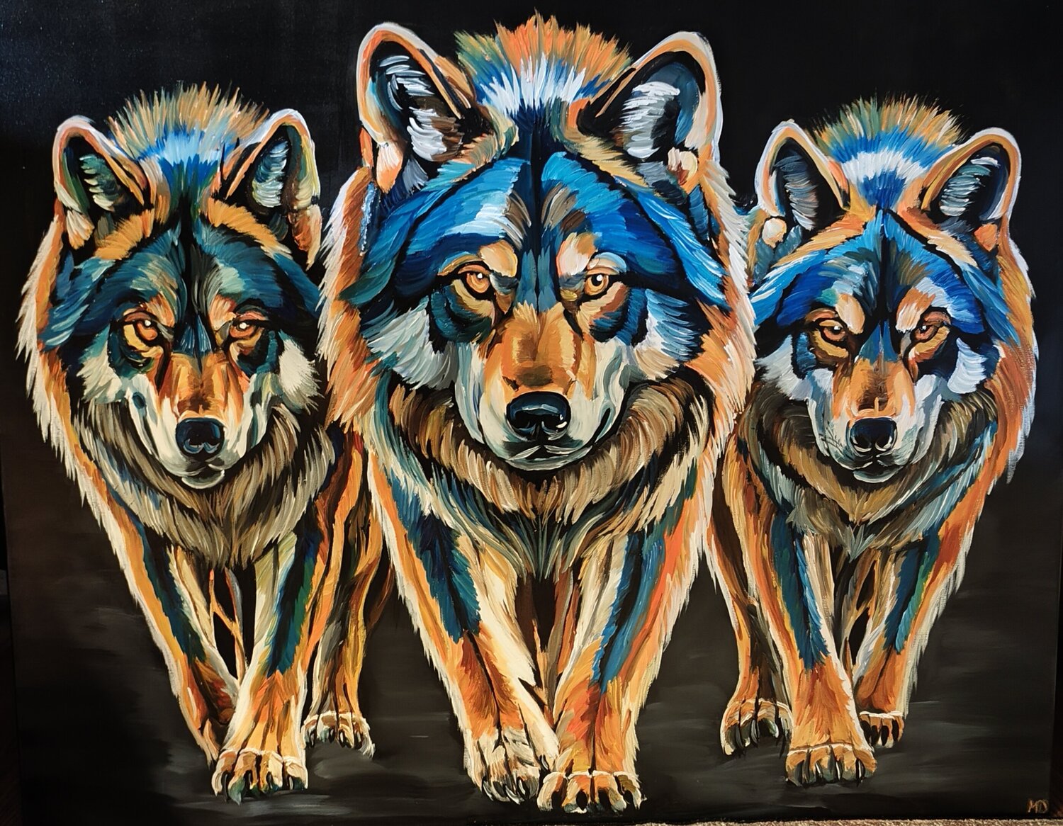 "Power of the Pack" Marcell Dergecz Originalgemälde zu verkaufen