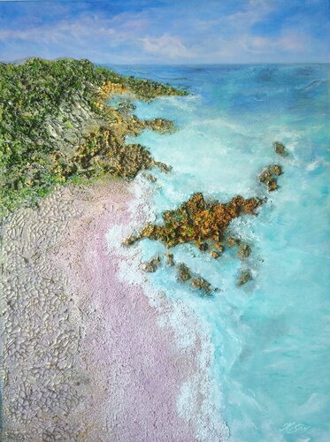 Coordinates: Paradise. Bahamian Blush by Natalia Kison, Painting for Sale on Select