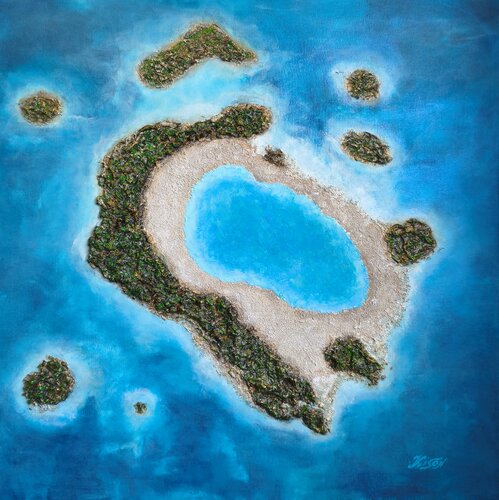 Milky Way Lagoon. Rock Islands by Natalia Kison, Painting for Sale on Select