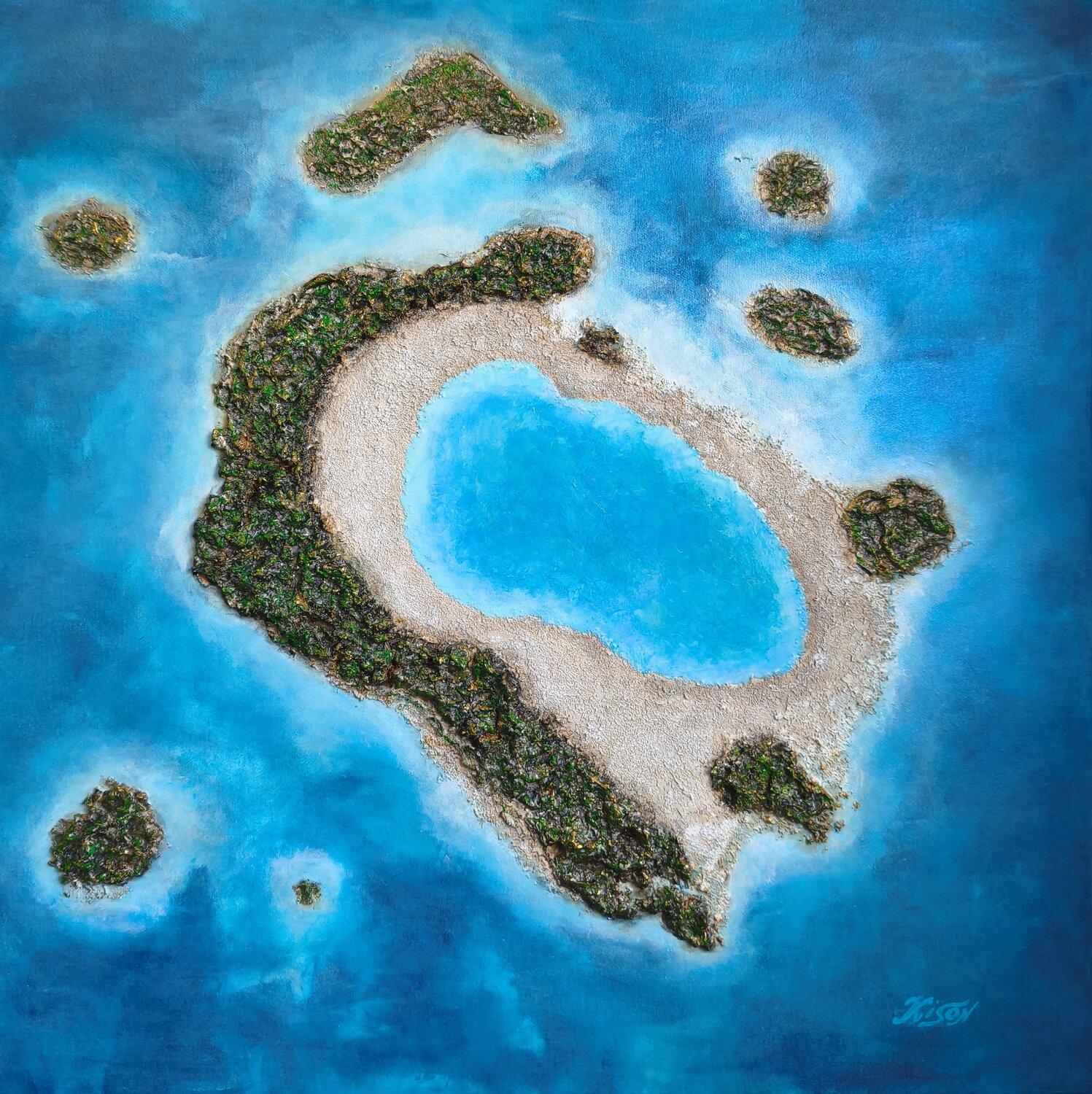 Milky Way Lagoon. Rock Islands Natalia Kison Original painting for sale