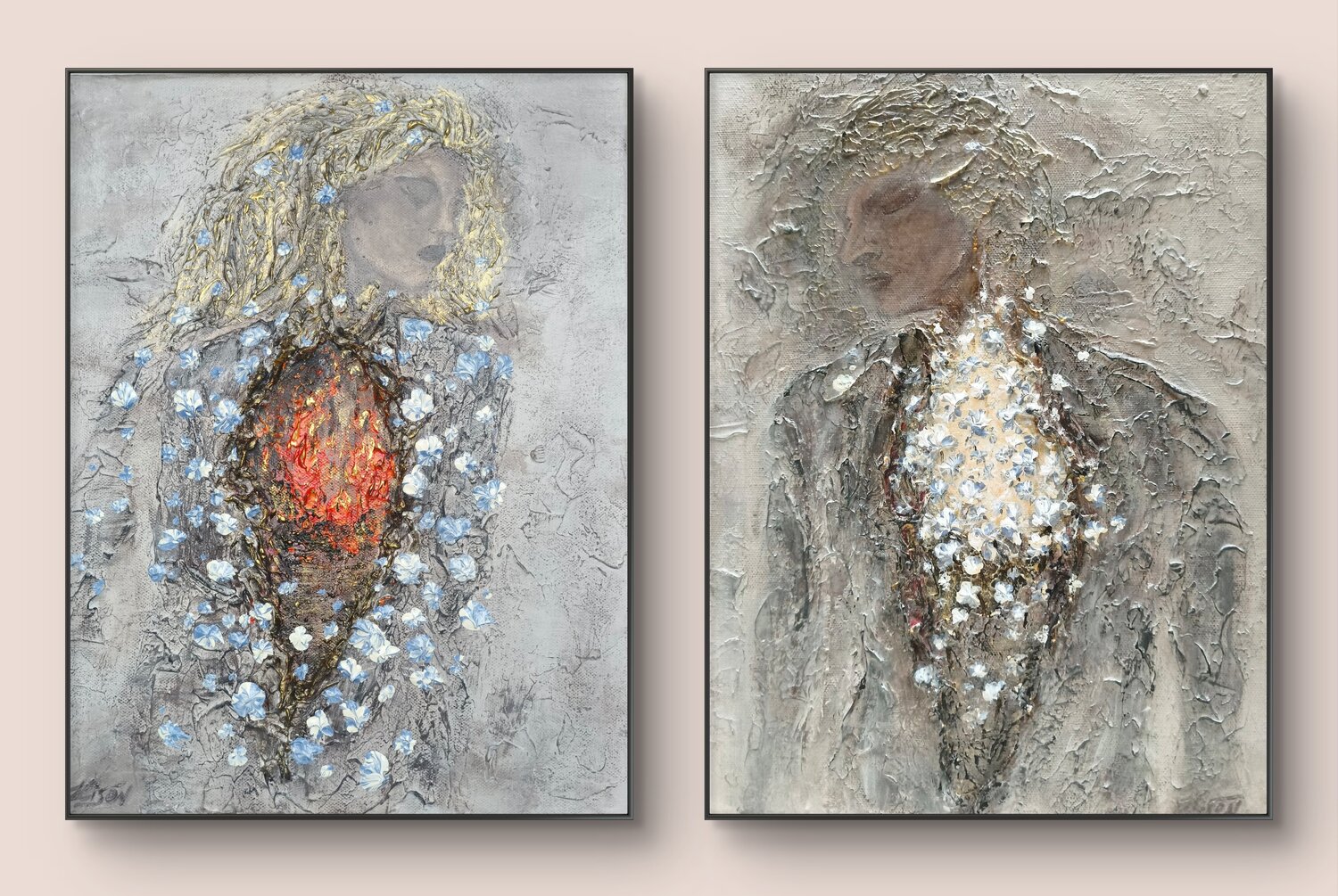 Anatomy of Feelings. He. She. Natalia Kison Original painting for sale