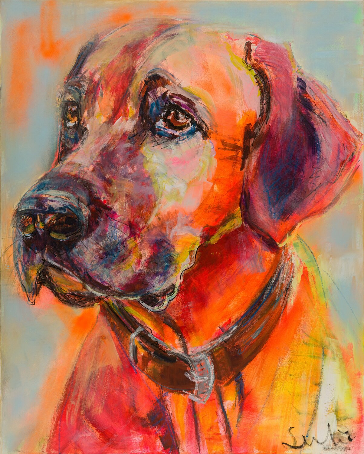 Rhodesian Ridgeback portret Liesbeth Serlie Original painting for sale