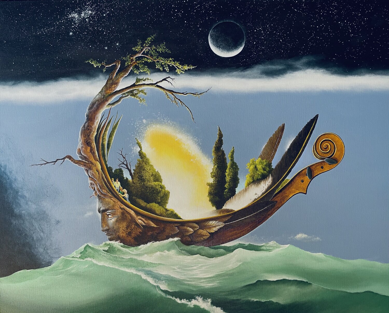 Das Licht ins Dunkel bringen Carl Röhrig Original painting for sale