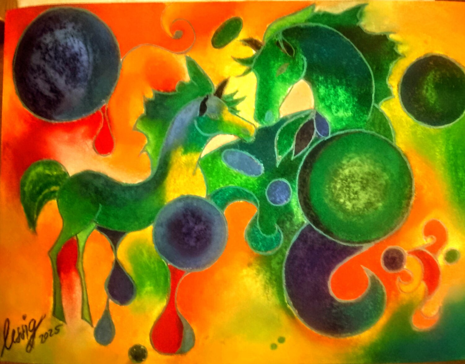 Verbindung /lebensfreude Sylvia Lessig Original painting for sale