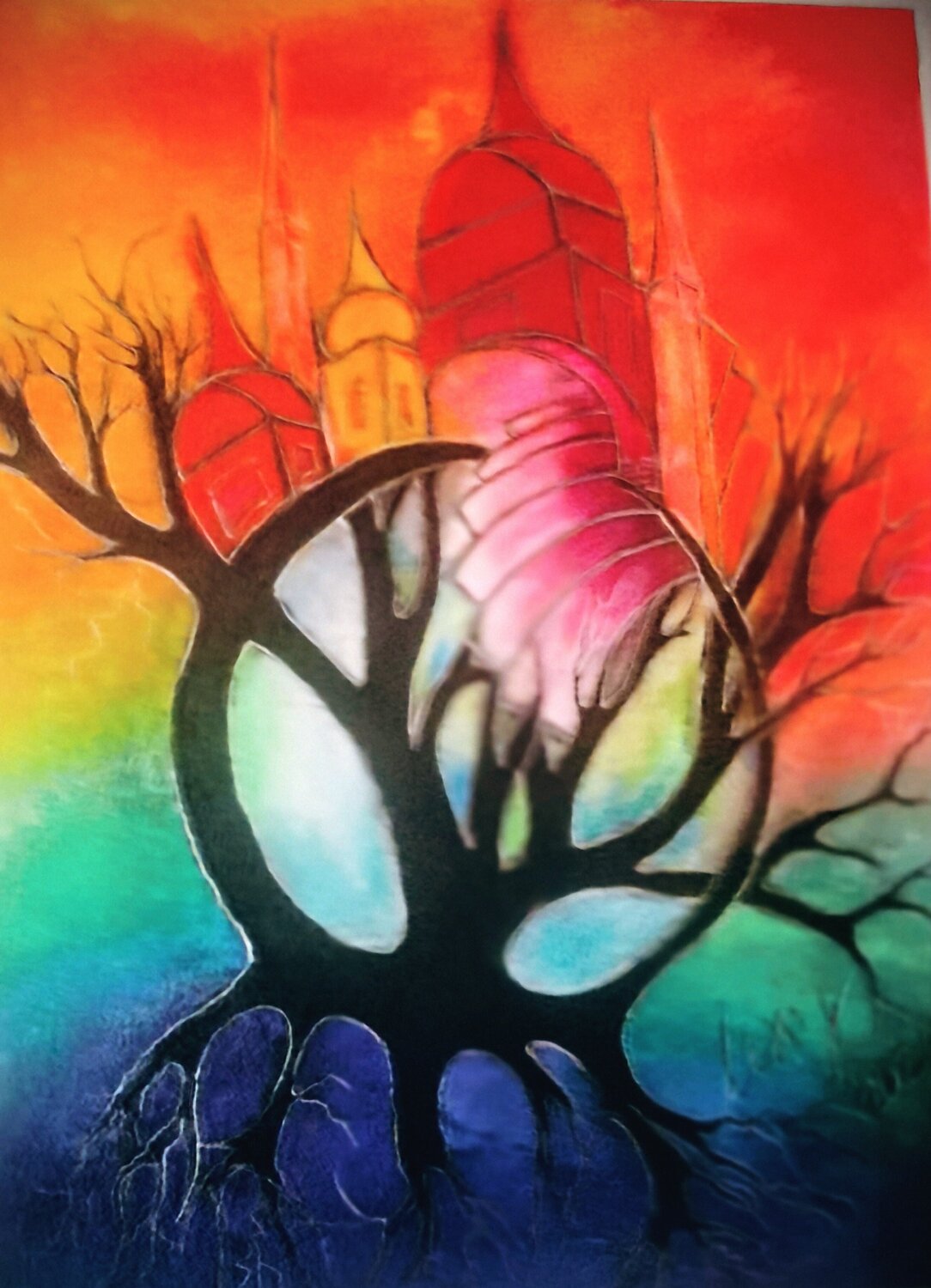 Wurzeln im lebenskreis Sylvia Lessig Original painting for sale