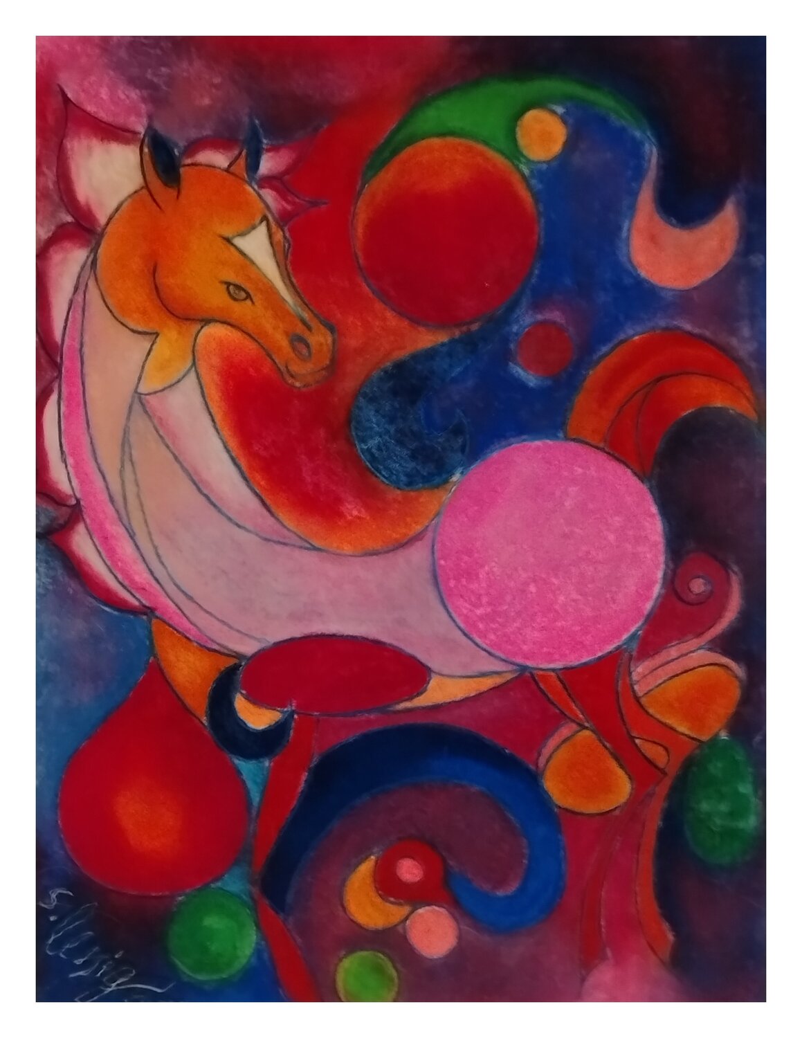 Pferd im formentaumel Sylvia Lessig Original painting for sale