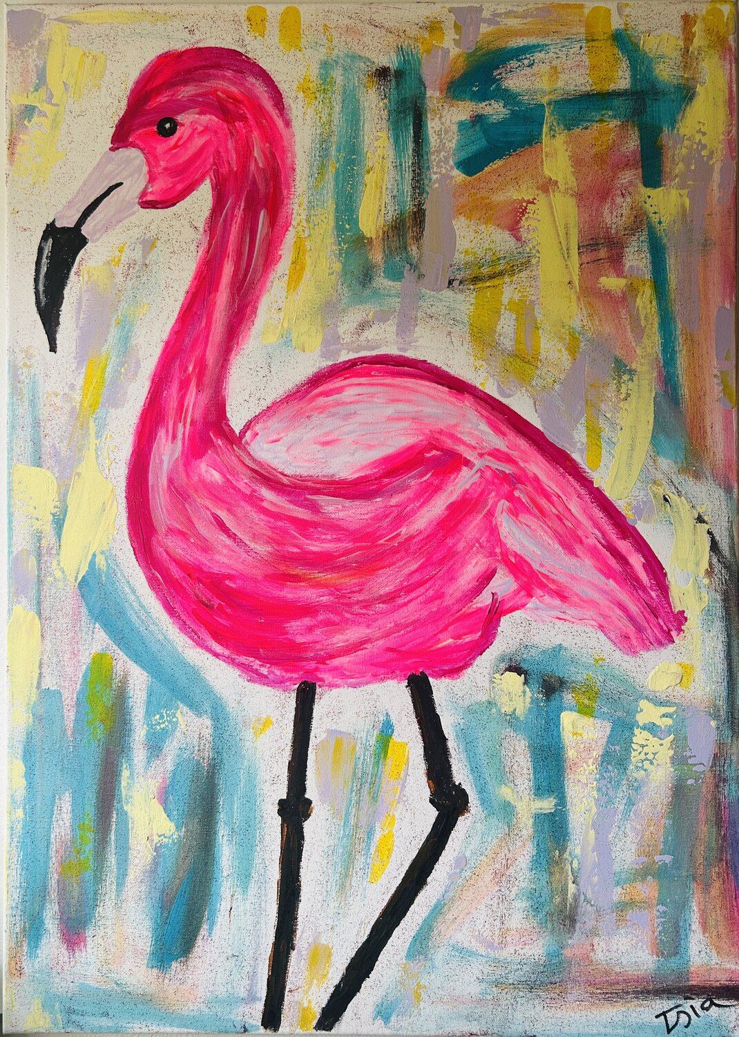 Flamingo Tsia Tskhovrebashvili Original painting for sale