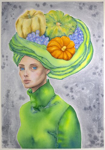 Donna in verde by Alice Cappellari, Painting for Sale on Select