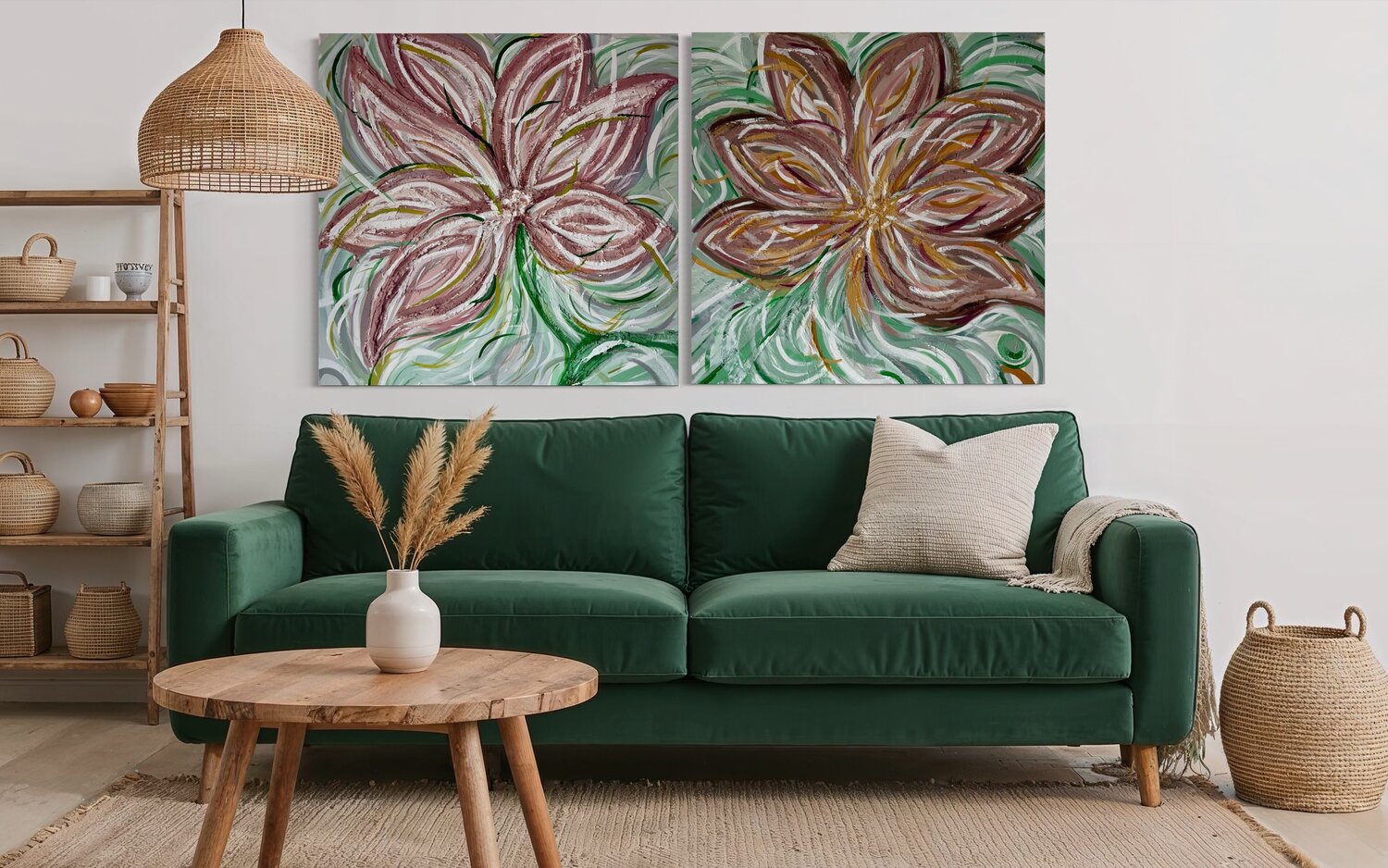 DUO  2 tableau de 80 X 80 NATSA’MUSE (Nathalie Michiels) Original painting for sale