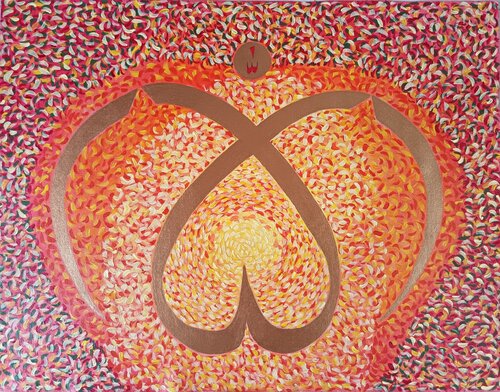 ALLAH CALLIGRAPHY WITH SUNSET ABSTRACT THICK PAINTING by Sajid Hussain, Painting for Sale on Select