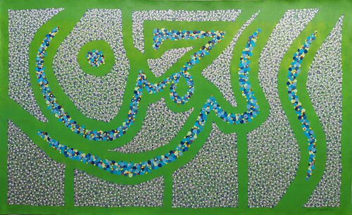 Allah Calligraphy Dot Art Painting by Sajid Hussain, Painting for Sale on Select