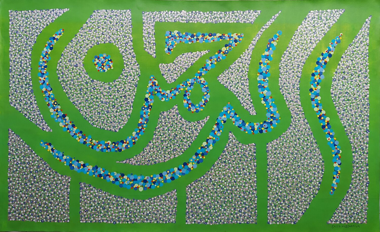 Allah Calligraphy Dot Art Painting Sajid Hussain Original painting for sale