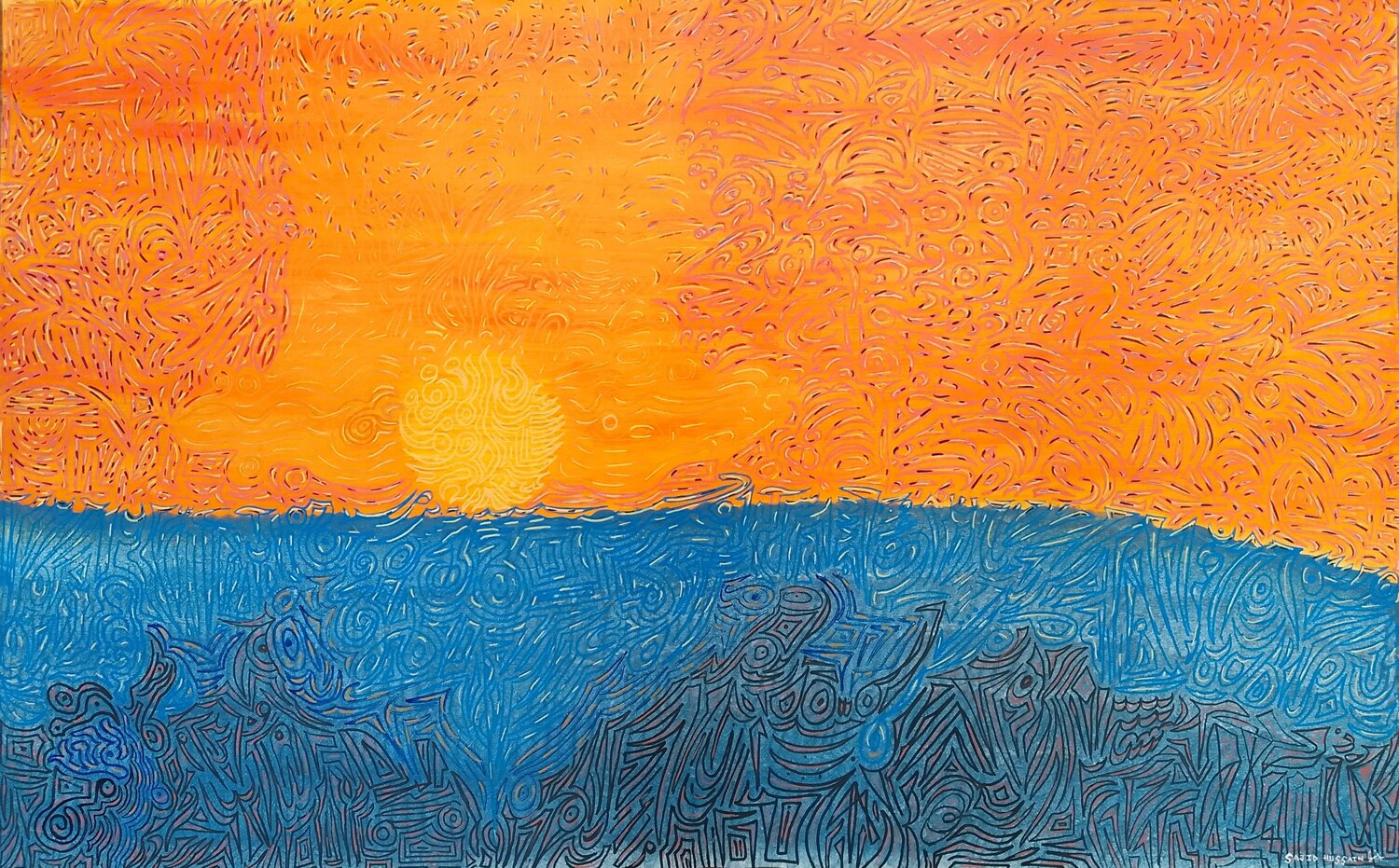 Sunset to Dusk Sajid Hussain Original painting for sale