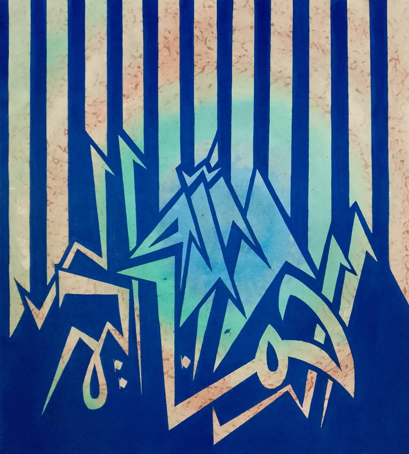Allah Ar Rehman Ar Raheem Geometric Calligraphy Sajid Hussain Original painting for sale