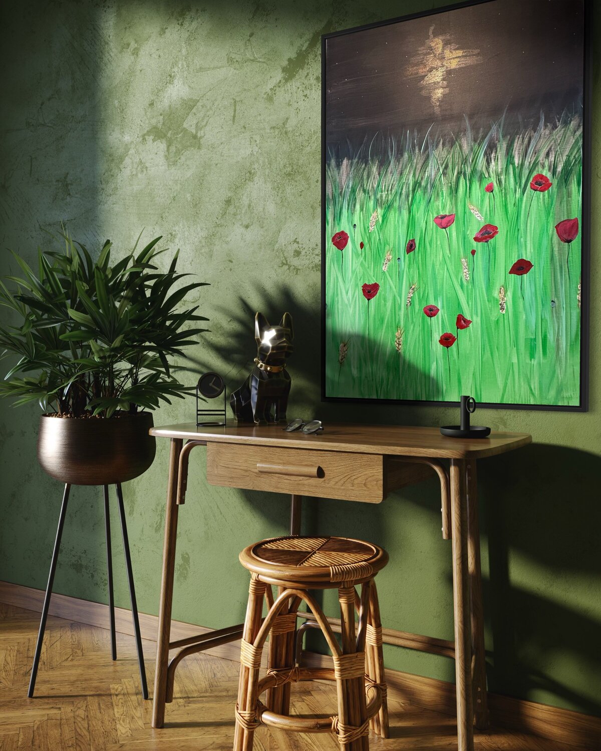 Poppies in the dark Irena Hočevar Original painting for sale