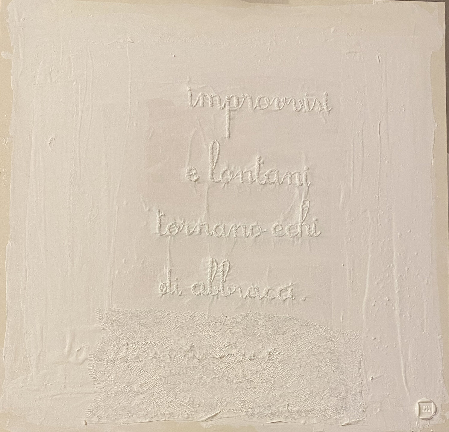 Improvvisi e lontani tornano echi di abbracci. Tina Mallia Original painting for sale