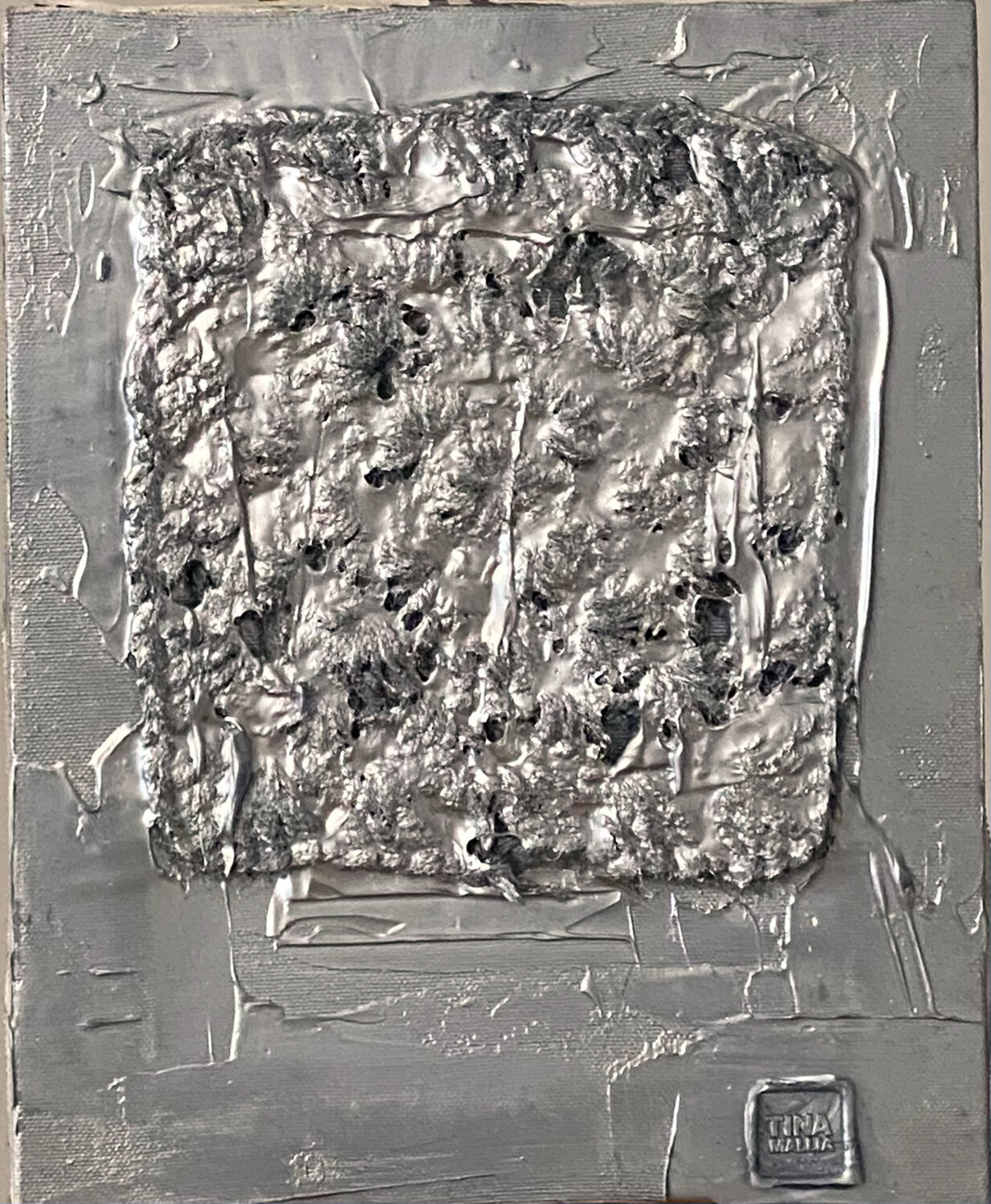 Monochrome Silver_3 Tina Mallia Original painting for sale