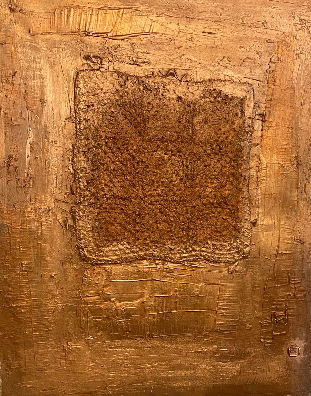 Monochrome Copper_1 Tina Mallia Original painting for sale