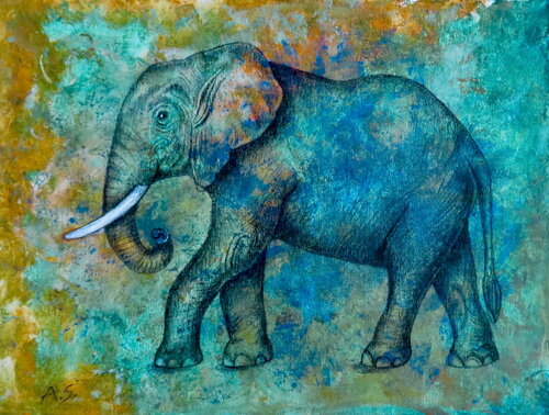 Wanderer im zeitlosen Raum by Anja Semling, Painting for Sale on Select
