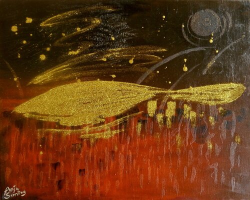 Goldene Drift im Kosmos by Anja Semling, Painting for Sale on Select