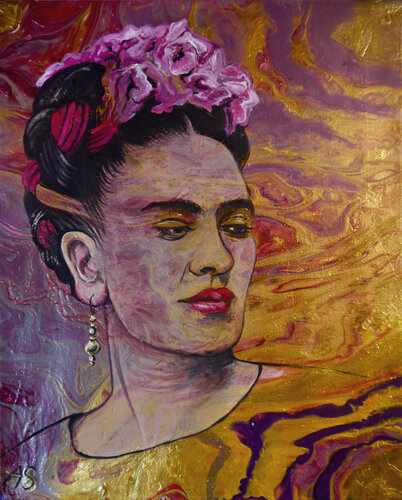 Viva la Frida – Wirbelnde Fragmente einer Seele by Anja Semling, Painting for Sale on Select